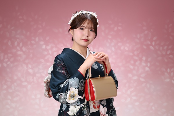 成人式前撮り 紺振袖