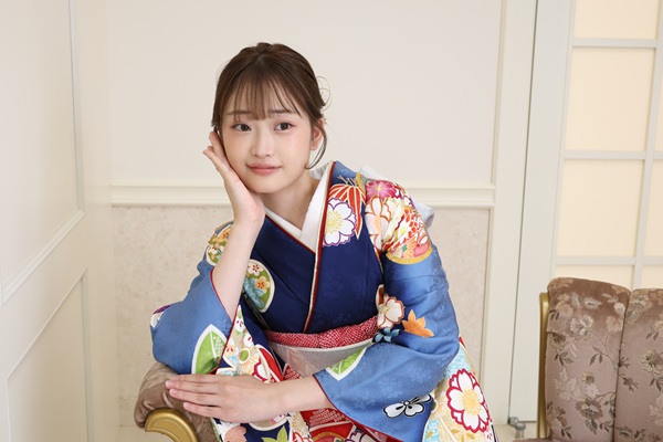 成人式前撮り 青振袖