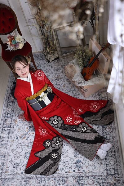 赤振袖 成人式前撮り