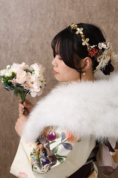 成人式前撮り カチューシャヘア ブーケ