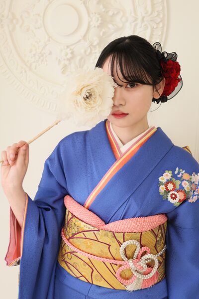 ママ振り 青振袖 成人式前撮り