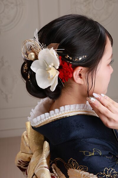 成人式ヘア 髪飾り 前撮りネイル